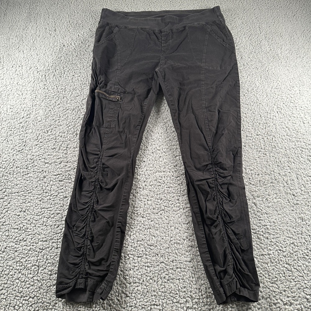 Wearables Ruched Jogger Pants Womens XL Black Pull On Cargo Pocket Twill Stretch